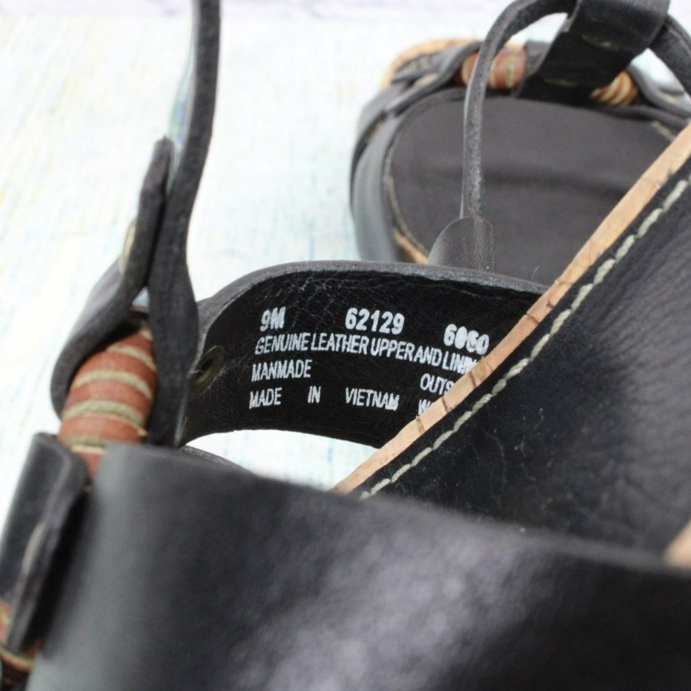 Timberland Black Leather Slip On Adjustable Slingback Casual Sandals Size 9 M - Picture 8 of 9